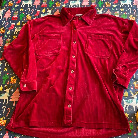Vintage velour button down style shirt - Picture 1 of 13